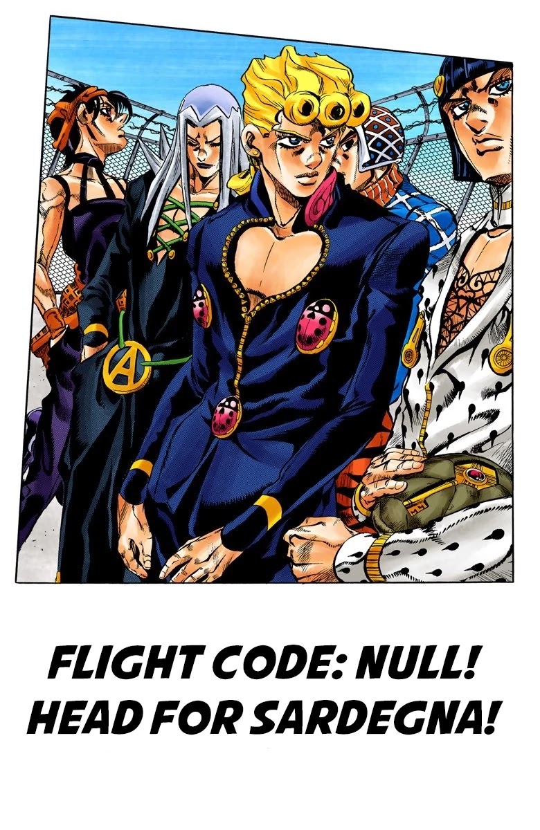 JoJo's Bizarre Adventure Part 5 - Vento Aureo (Official Colored) Chapter 93 page 2 - Chapter 93: Flight Code - Null! Head for Sardegna!
