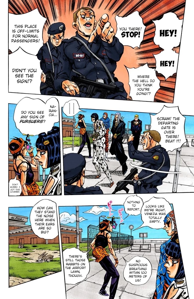 JoJo's Bizarre Adventure Part 5 - Vento Aureo (Official Colored) Chapter 93 page 3 - Chapter 93: Flight Code - Null! Head for Sardegna!