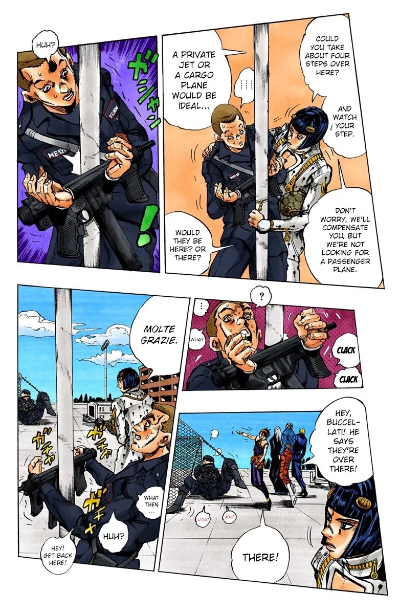 JoJo's Bizarre Adventure Part 5 - Vento Aureo (Official Colored) Chapter 93 page 5 - Chapter 93: Flight Code - Null! Head for Sardegna!