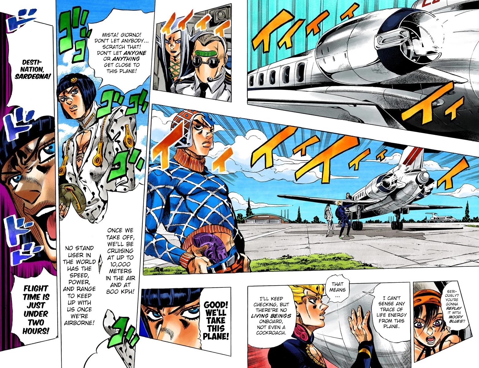 JoJo's Bizarre Adventure Part 5 - Vento Aureo (Official Colored) Chapter 93 page 8 - Chapter 93: Flight Code - Null! Head for Sardegna!