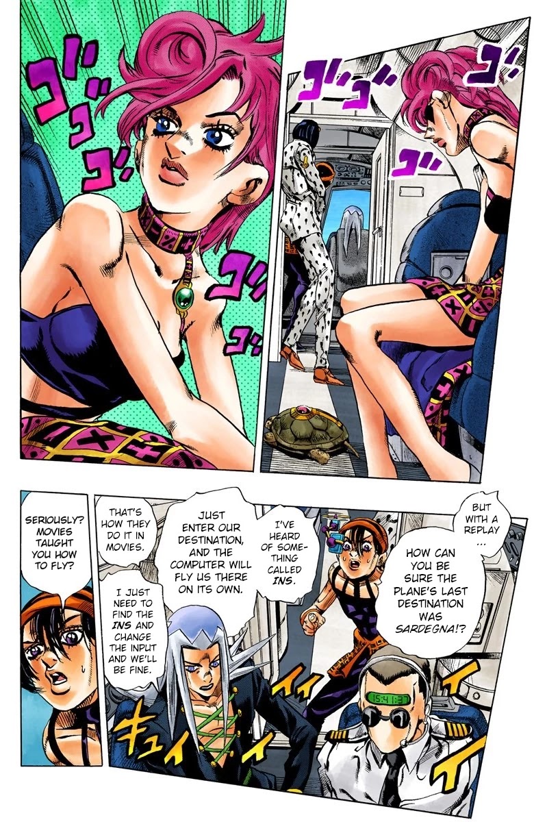 JoJo's Bizarre Adventure Part 5 - Vento Aureo (Official Colored) Chapter 93 page 9 - Chapter 93: Flight Code - Null! Head for Sardegna!
