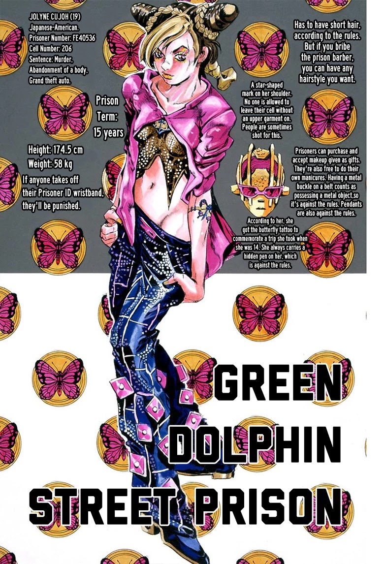 JoJo's Bizarre Adventure Part 6 - Stone Ocean (Official Colored) Chapter 10 page 1 - Chapter 10: Green dolphin street prison