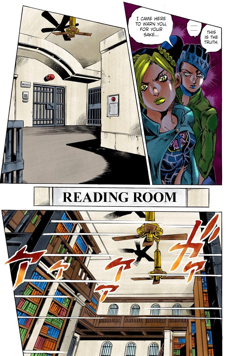 JoJo's Bizarre Adventure Part 6 - Stone Ocean (Official Colored) Chapter 10 page 11 - Chapter 10: Green dolphin street prison