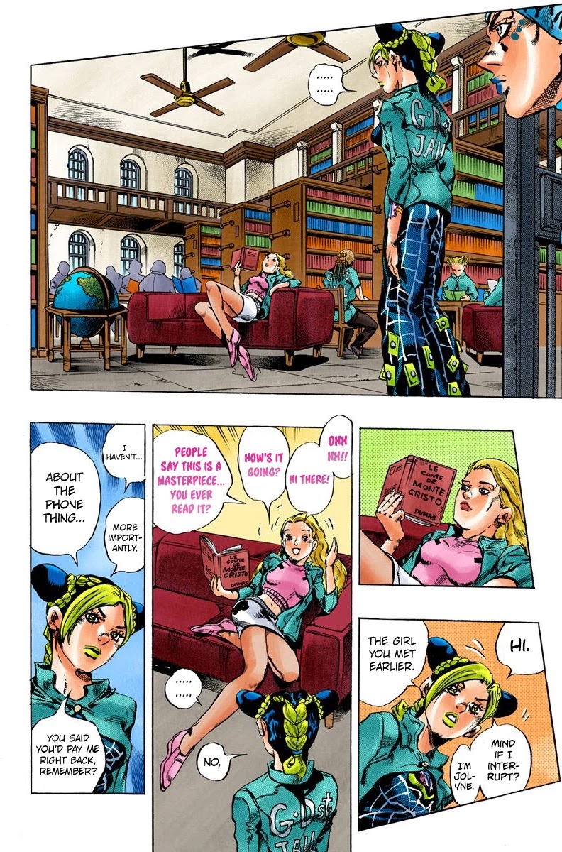 JoJo's Bizarre Adventure Part 6 - Stone Ocean (Official Colored) Chapter 10 page 12 - Chapter 10: Green dolphin street prison