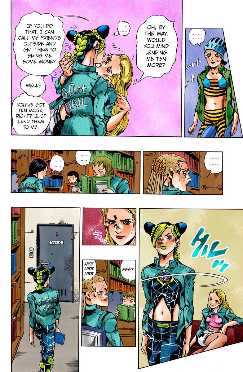 JoJo's Bizarre Adventure Part 6 - Stone Ocean (Official Colored) Chapter 10 page 14 - Chapter 10: Green dolphin street prison