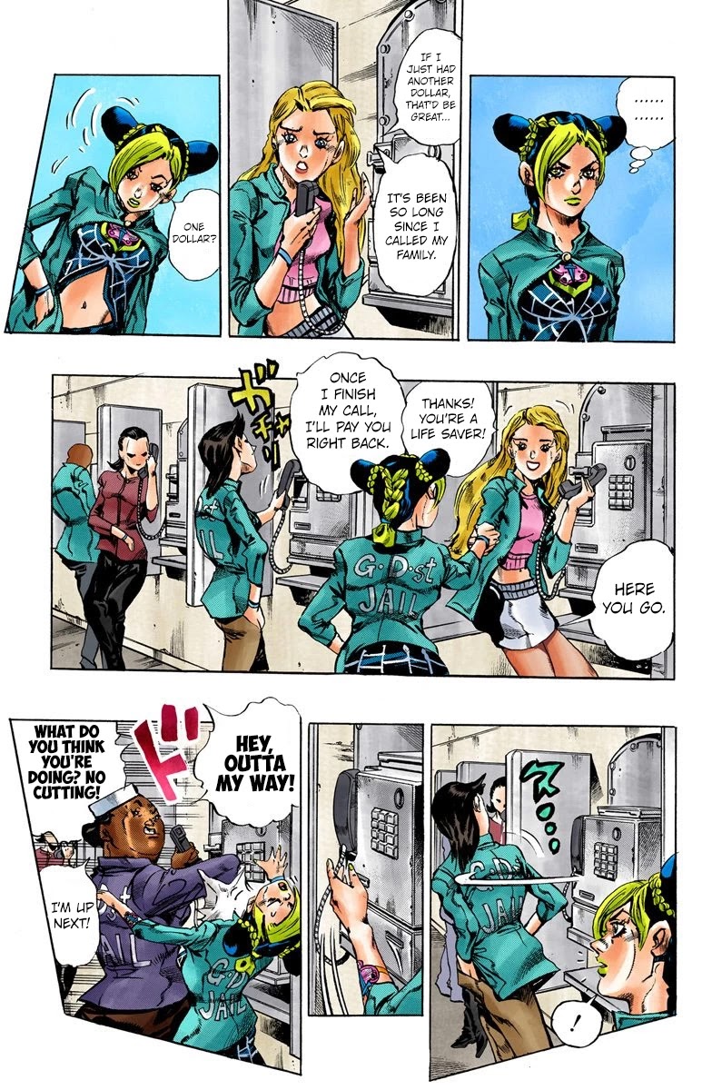 JoJo's Bizarre Adventure Part 6 - Stone Ocean (Official Colored) Chapter 10 page 5 - Chapter 10: Green dolphin street prison