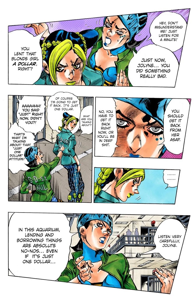 JoJo's Bizarre Adventure Part 6 - Stone Ocean (Official Colored) Chapter 10 page 8 - Chapter 10: Green dolphin street prison