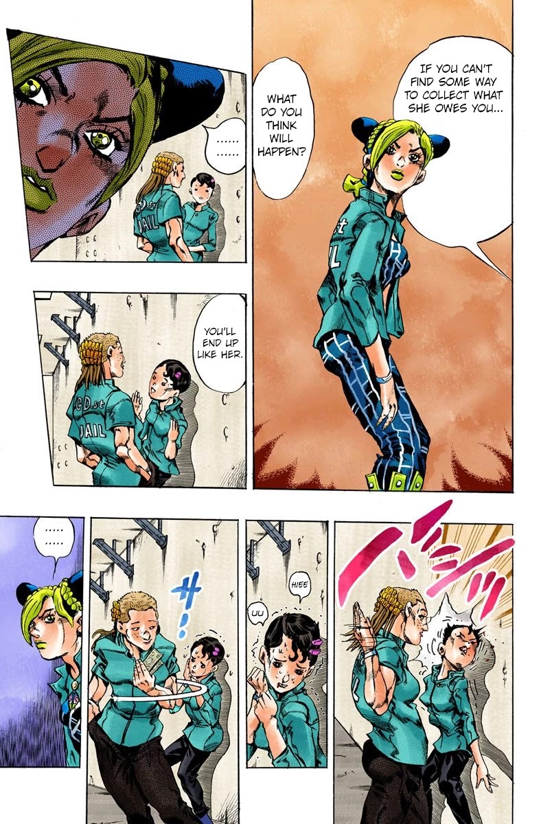 JoJo's Bizarre Adventure Part 6 - Stone Ocean (Official Colored) Chapter 10 page 9 - Chapter 10: Green dolphin street prison