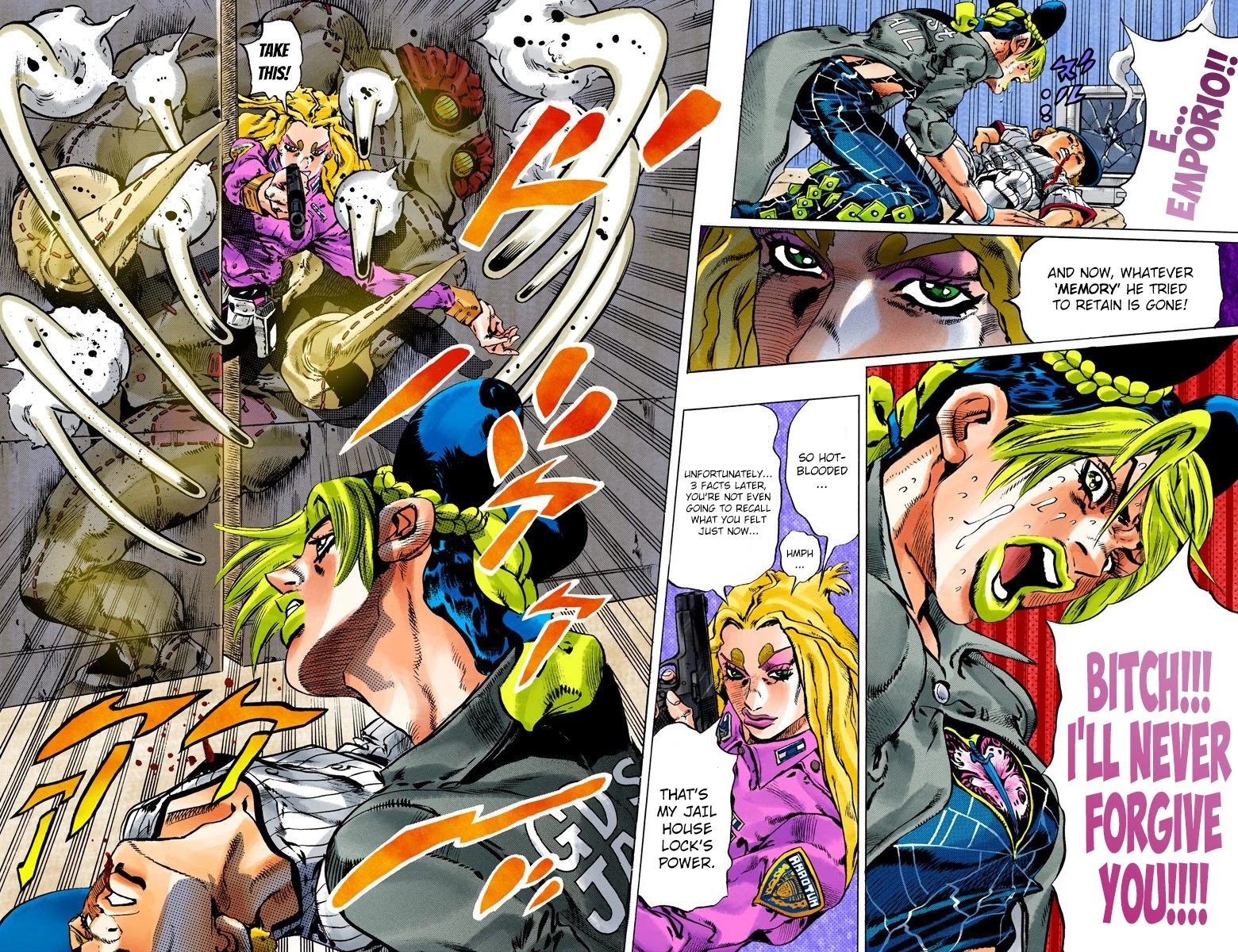 JoJo's Bizarre Adventure Part 6 - Stone Ocean (Official Colored) Chapter 100 page 14 - Chapter 100: Jail House Lock! Part 5
