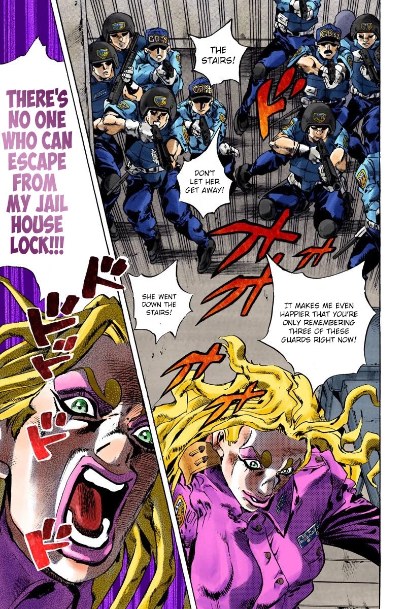 JoJo's Bizarre Adventure Part 6 - Stone Ocean (Official Colored) Chapter 101 page 15 - Chapter 101: Jail House Lock! Part 6