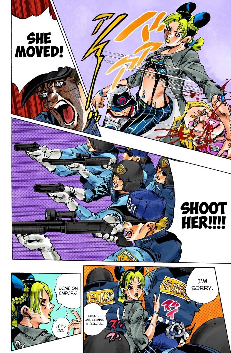 JoJo's Bizarre Adventure Part 6 - Stone Ocean (Official Colored) Chapter 102 page 13 - Chapter 102: Jail-Break
