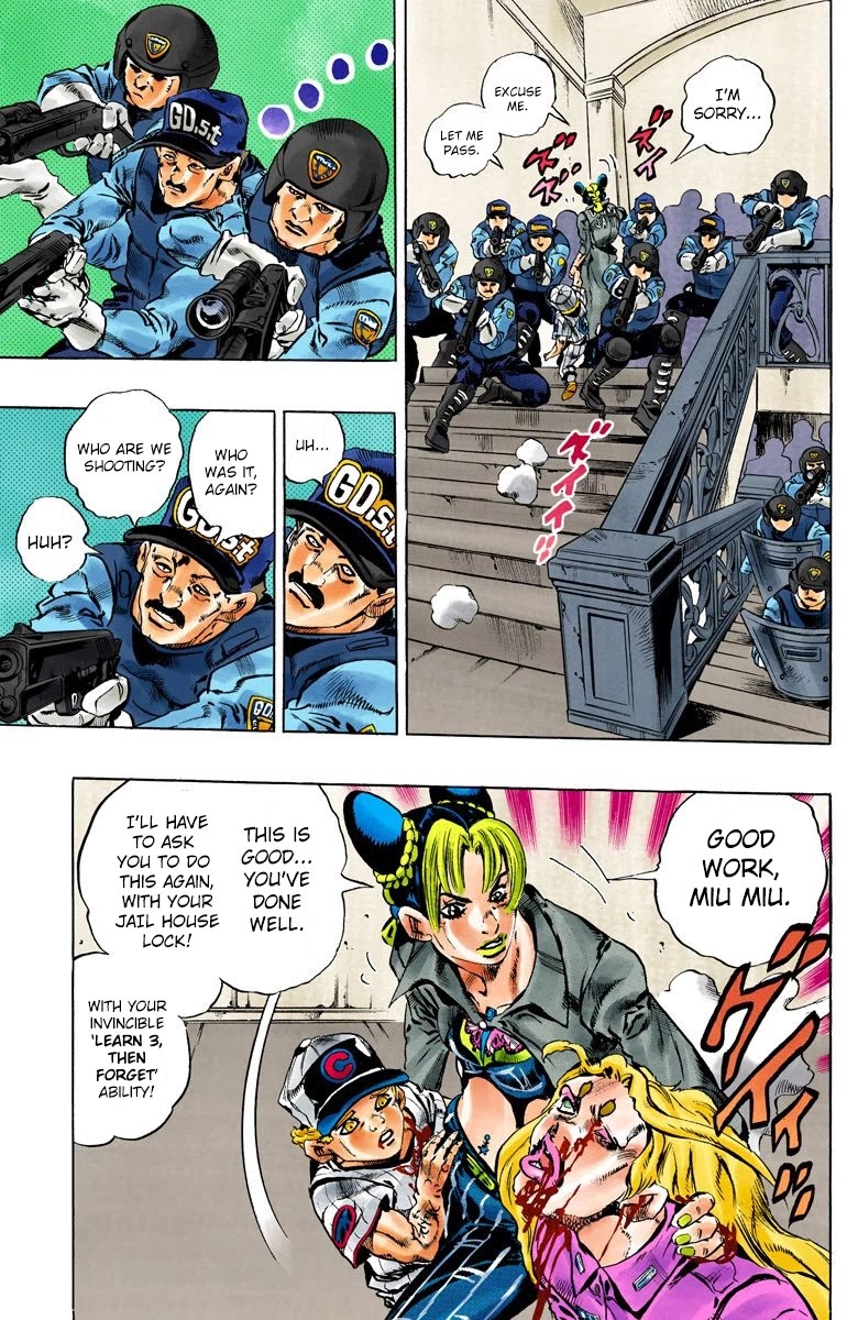 JoJo's Bizarre Adventure Part 6 - Stone Ocean (Official Colored) Chapter 102 page 14 - Chapter 102: Jail-Break