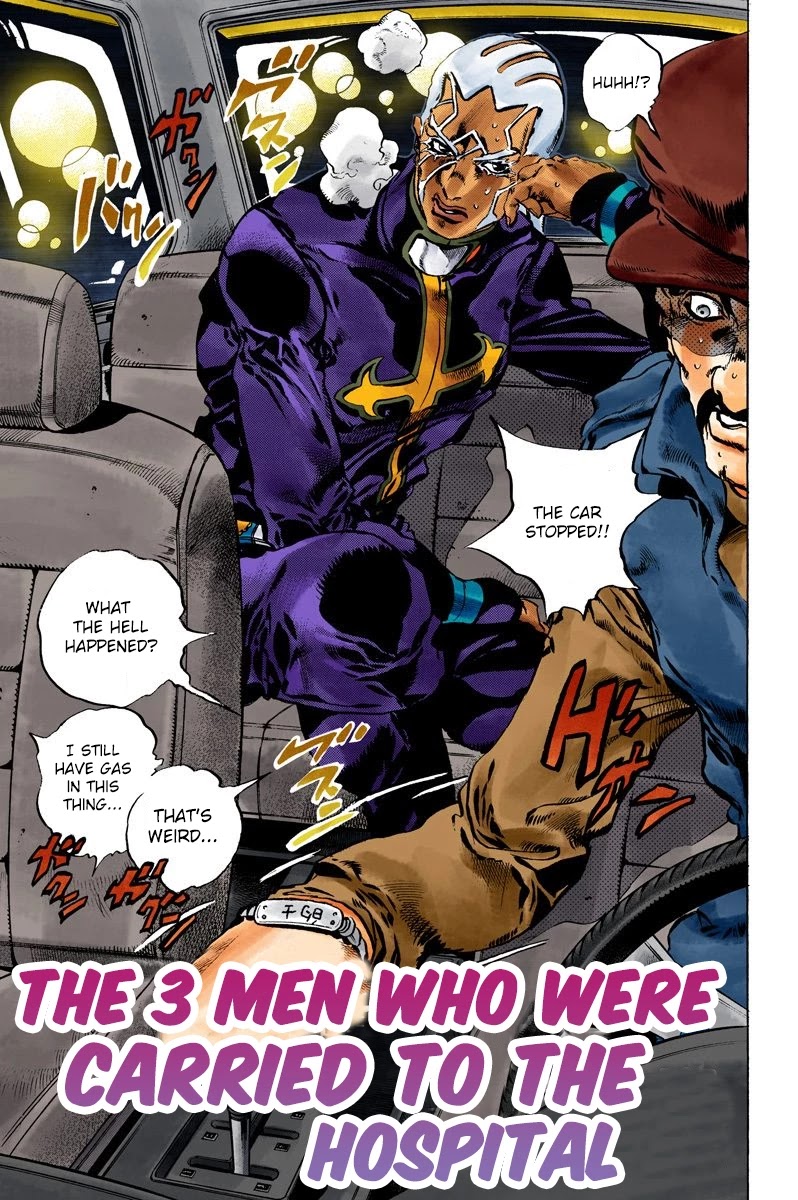 JoJo's Bizarre Adventure Part 6 - Stone Ocean (Official Colored) Chapter 103 page 1 - Chapter 103: The 3 Men Who Were Carried To The Hospital