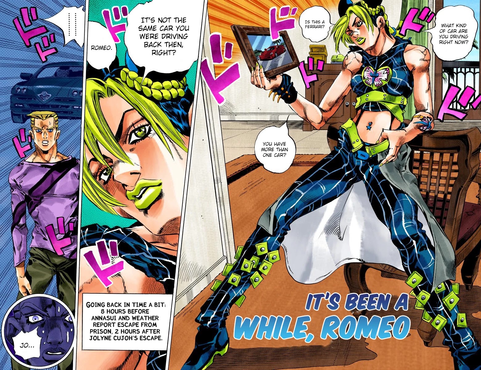 JoJo's Bizarre Adventure Part 6 - Stone Ocean (Official Colored) Chapter 111 page 3 - Chapter 111: It's Been a While, Romeo