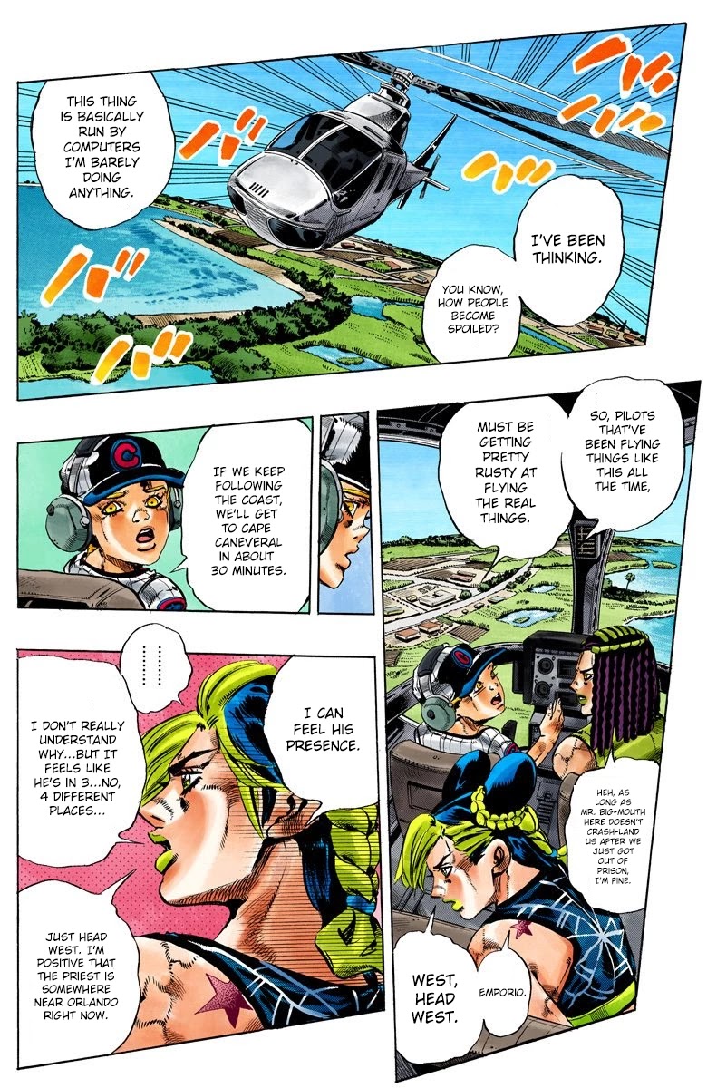 JoJo's Bizarre Adventure Part 6 - Stone Ocean (Official Colored) Chapter 112 page 14 - Chapter 112: Sky High Part 1
