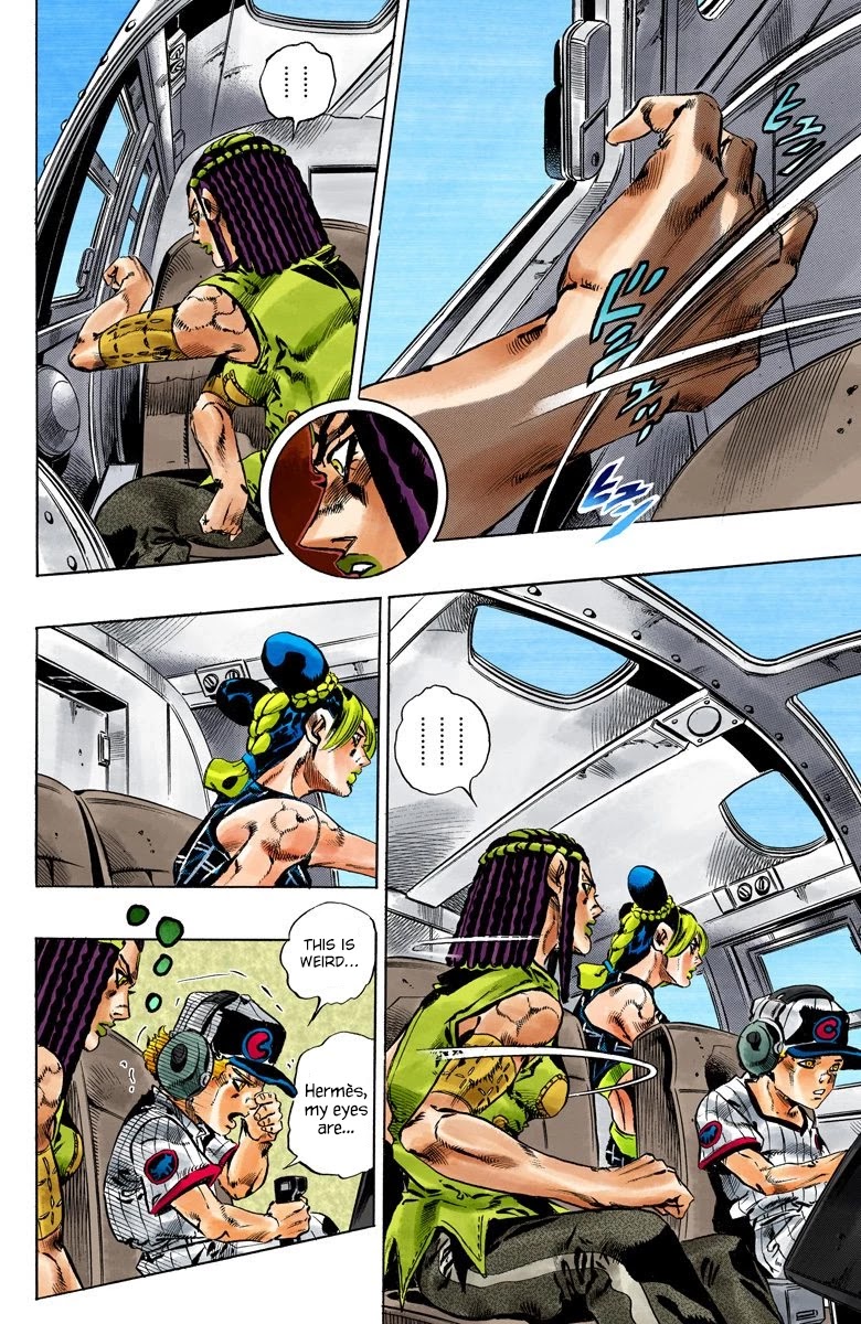 JoJo's Bizarre Adventure Part 6 - Stone Ocean (Official Colored) Chapter 112 page 16 - Chapter 112: Sky High Part 1