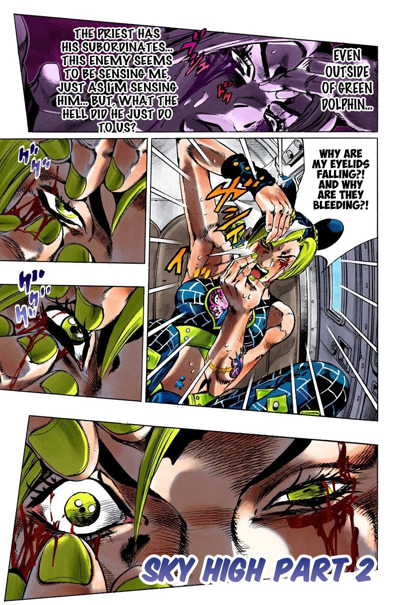 JoJo's Bizarre Adventure Part 6 - Stone Ocean (Official Colored) Chapter 113 page 1 - Chapter 113: Sky High Part 2