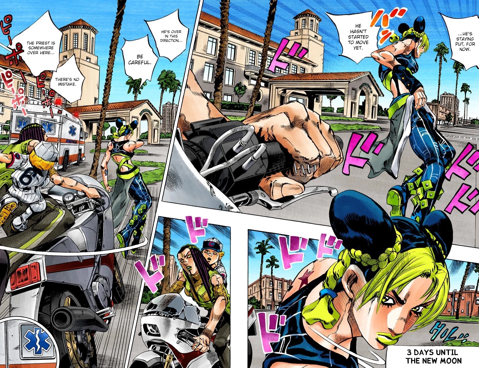 JoJo's Bizarre Adventure Part 6 - Stone Ocean (Official Colored) Chapter 118 page 3 - Chapter 118: Countdown To Heaven: 3 Days Until the New Moon