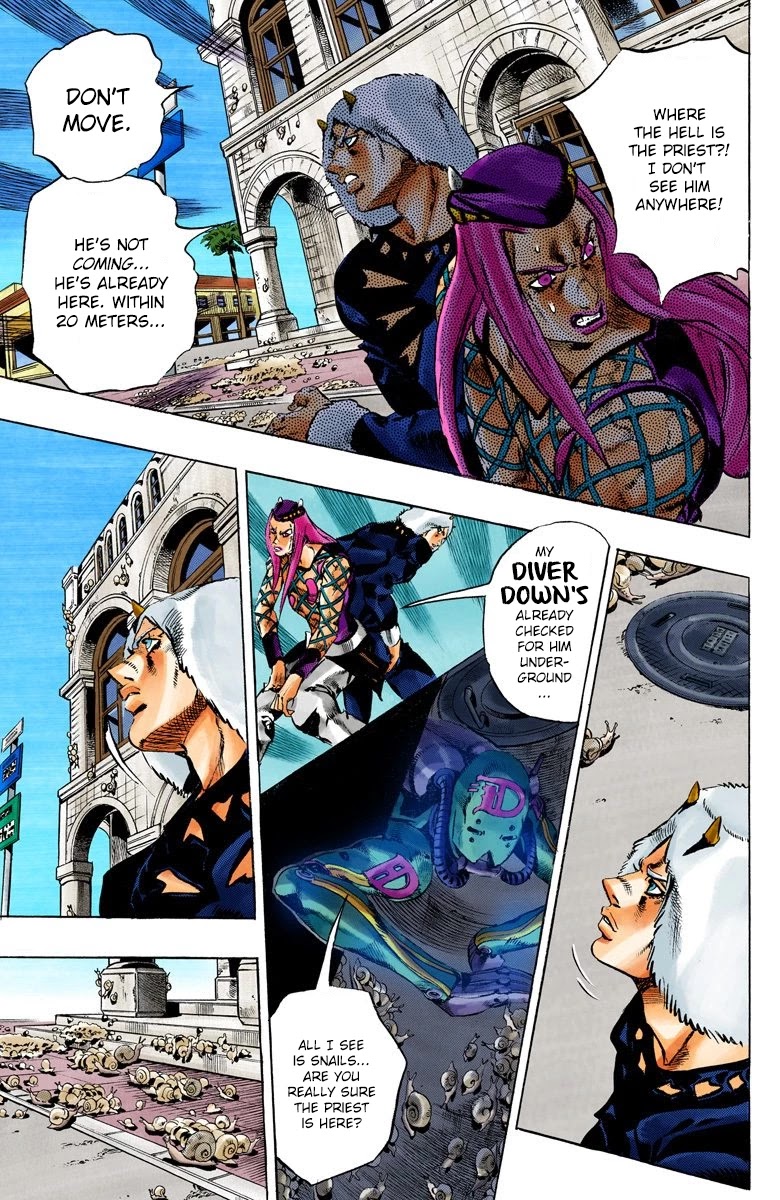 JoJo's Bizarre Adventure Part 6 - Stone Ocean (Official Colored) Chapter 133 page 8 - Chapter 133: Heavy Weather Part 9
