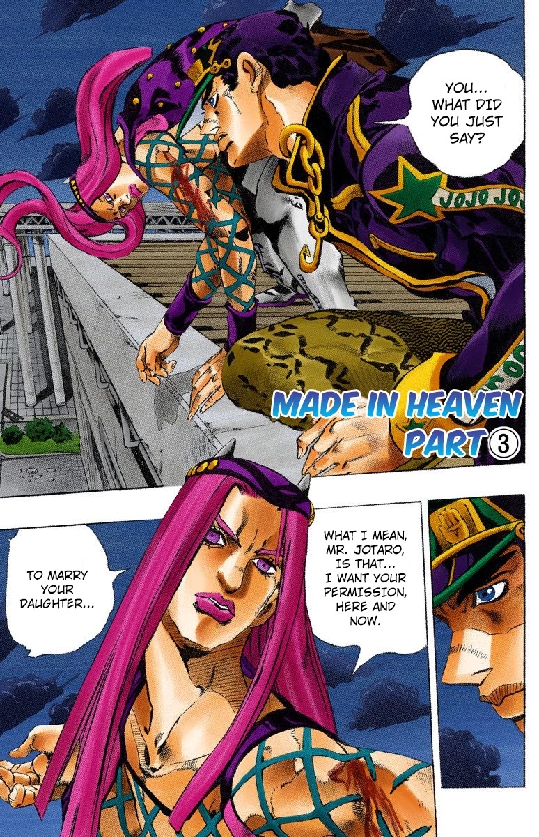 JoJo's Bizarre Adventure Part 6 - Stone Ocean (Official Colored) Chapter 151 page 1 - Chapter 151: Made In Heaven Part 3