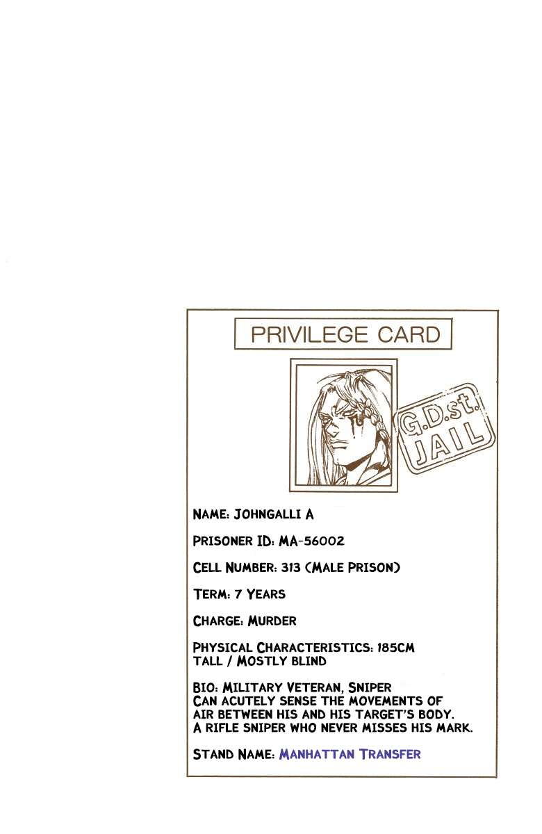 JoJo's Bizarre Adventure Part 6 - Stone Ocean (Official Colored) Chapter 21 page 1 - Chapter 21: Hermès' Sticker Part 1