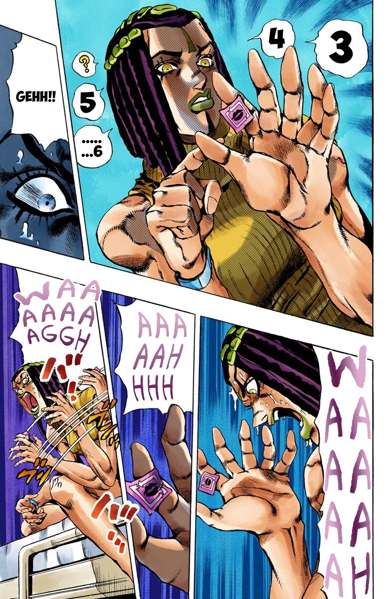 JoJo's Bizarre Adventure Part 6 - Stone Ocean (Official Colored) Chapter 21 page 12 - Chapter 21: Hermès' Sticker Part 1