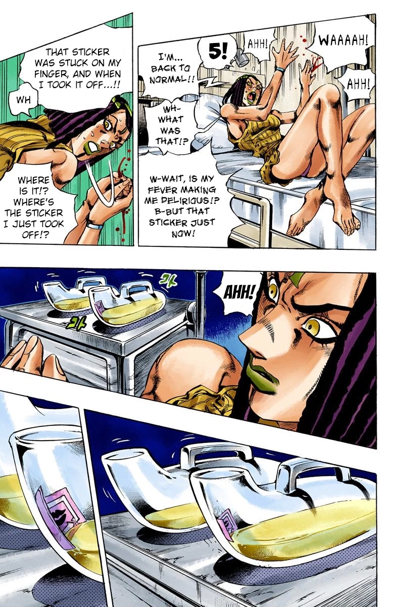 JoJo's Bizarre Adventure Part 6 - Stone Ocean (Official Colored) Chapter 21 page 14 - Chapter 21: Hermès' Sticker Part 1