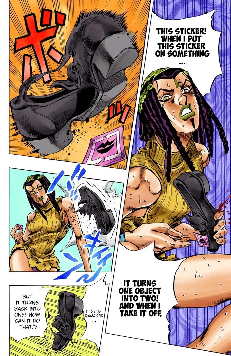 JoJo's Bizarre Adventure Part 6 - Stone Ocean (Official Colored) Chapter 21 page 17 - Chapter 21: Hermès' Sticker Part 1