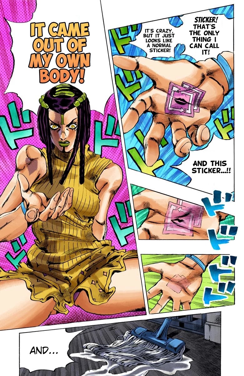 JoJo's Bizarre Adventure Part 6 - Stone Ocean (Official Colored) Chapter 21 page 18 - Chapter 21: Hermès' Sticker Part 1