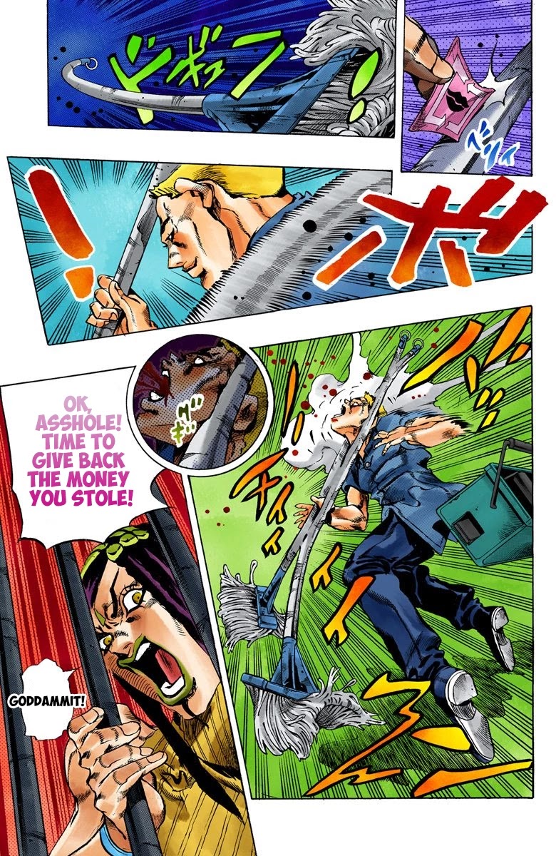 JoJo's Bizarre Adventure Part 6 - Stone Ocean (Official Colored) Chapter 22 page 1 - Chapter 22: Hermès' Sticker Part 2