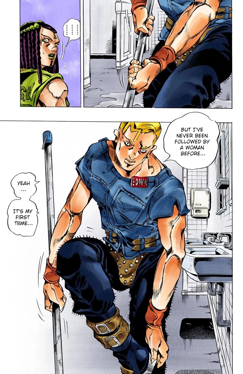 JoJo's Bizarre Adventure Part 6 - Stone Ocean (Official Colored) Chapter 22 page 14 - Chapter 22: Hermès' Sticker Part 2