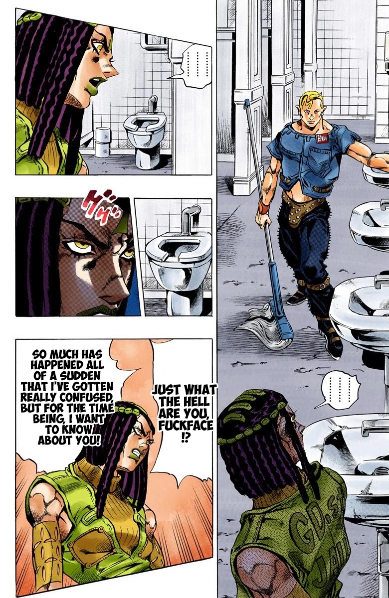 JoJo's Bizarre Adventure Part 6 - Stone Ocean (Official Colored) Chapter 22 page 15 - Chapter 22: Hermès' Sticker Part 2