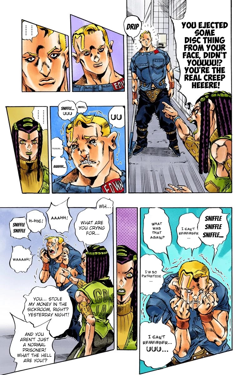 JoJo's Bizarre Adventure Part 6 - Stone Ocean (Official Colored) Chapter 22 page 16 - Chapter 22: Hermès' Sticker Part 2