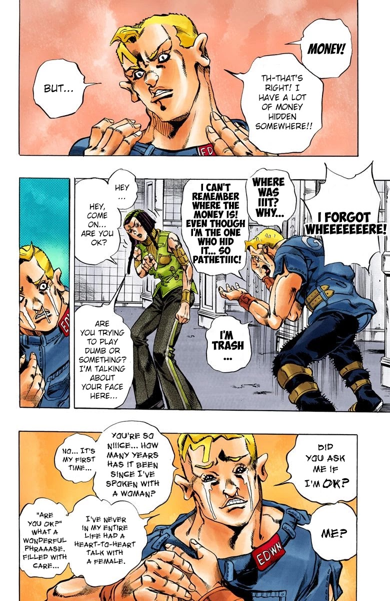 JoJo's Bizarre Adventure Part 6 - Stone Ocean (Official Colored) Chapter 22 page 17 - Chapter 22: Hermès' Sticker Part 2