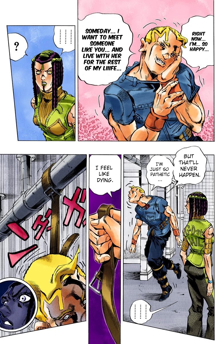 JoJo's Bizarre Adventure Part 6 - Stone Ocean (Official Colored) Chapter 22 page 18 - Chapter 22: Hermès' Sticker Part 2