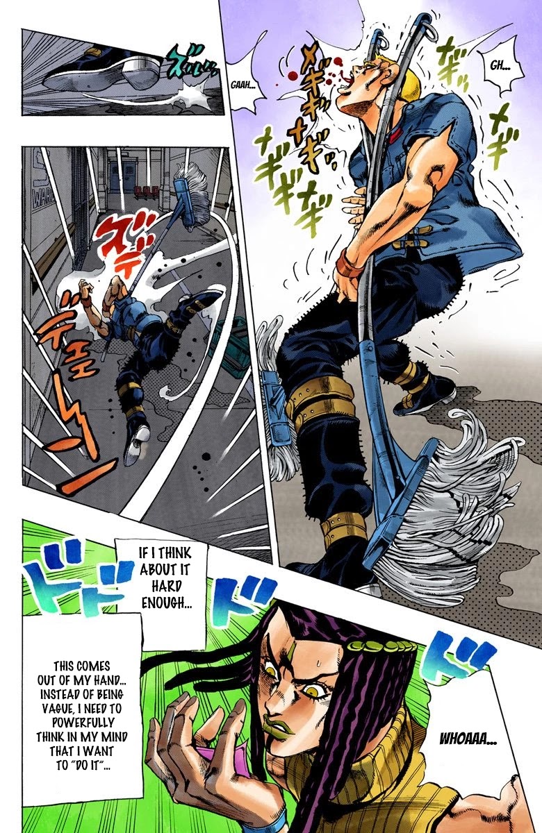 JoJo's Bizarre Adventure Part 6 - Stone Ocean (Official Colored) Chapter 22 page 4 - Chapter 22: Hermès' Sticker Part 2
