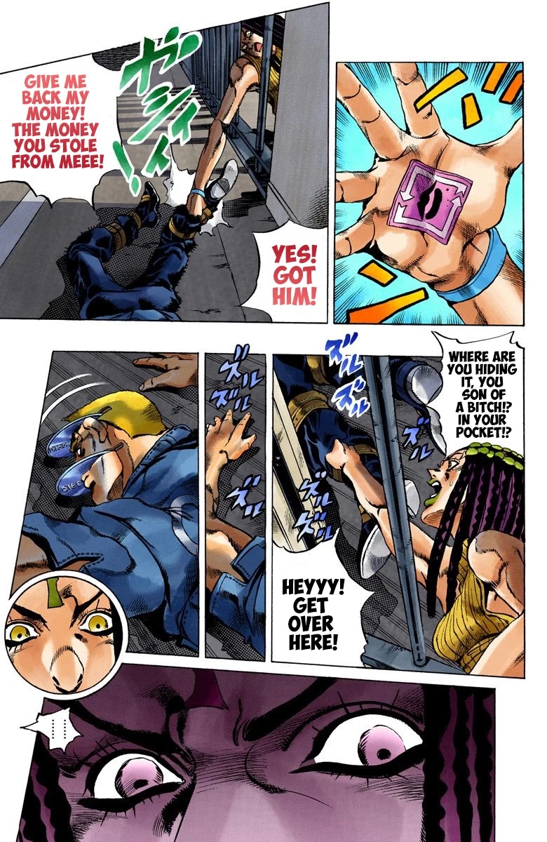 JoJo's Bizarre Adventure Part 6 - Stone Ocean (Official Colored) Chapter 22 page 5 - Chapter 22: Hermès' Sticker Part 2