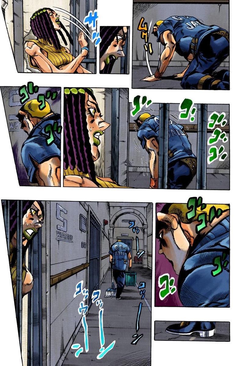 JoJo's Bizarre Adventure Part 6 - Stone Ocean (Official Colored) Chapter 22 page 7 - Chapter 22: Hermès' Sticker Part 2