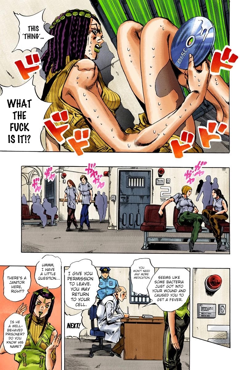 JoJo's Bizarre Adventure Part 6 - Stone Ocean (Official Colored) Chapter 22 page 9 - Chapter 22: Hermès' Sticker Part 2