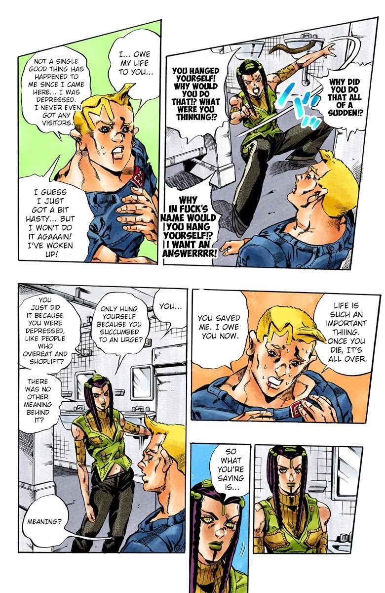 JoJo's Bizarre Adventure Part 6 - Stone Ocean (Official Colored) Chapter 23 page 11 - Chapter 23: Hermès' Sticker Part 3