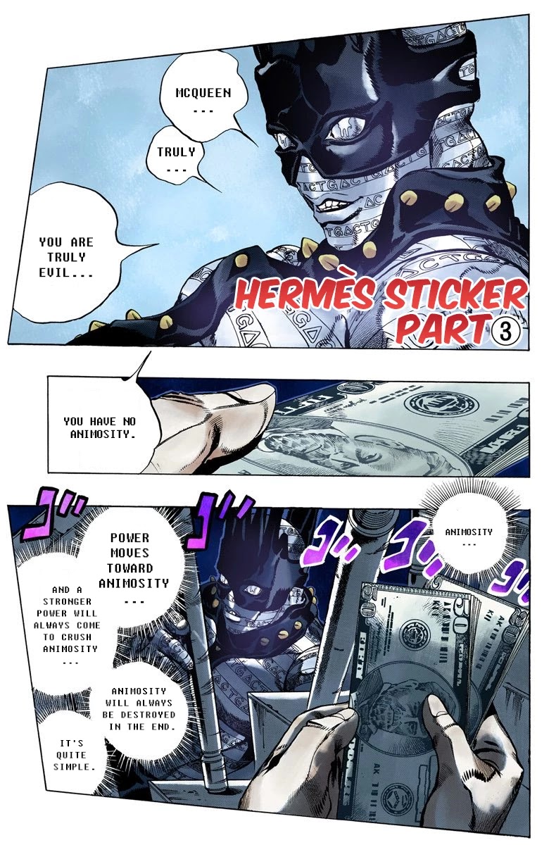 JoJo's Bizarre Adventure Part 6 - Stone Ocean (Official Colored) Chapter 23 page 2 - Chapter 23: Hermès' Sticker Part 3
