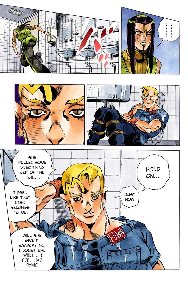 JoJo's Bizarre Adventure Part 6 - Stone Ocean (Official Colored) Chapter 23 page 20 - Chapter 23: Hermès' Sticker Part 3