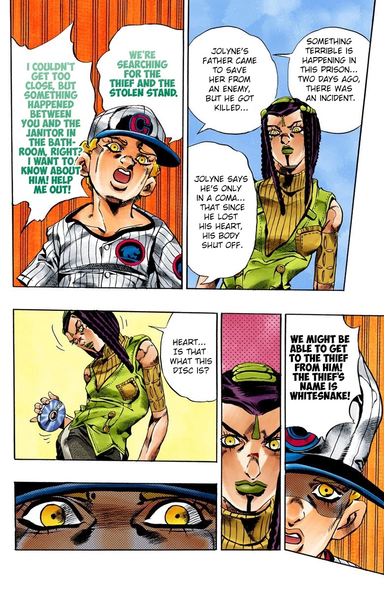 JoJo's Bizarre Adventure Part 6 - Stone Ocean (Official Colored) Chapter 24 page 14 - Chapter 24: Hermès' Sticker Part 4