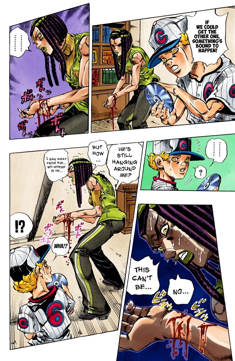 JoJo's Bizarre Adventure Part 6 - Stone Ocean (Official Colored) Chapter 24 page 16 - Chapter 24: Hermès' Sticker Part 4