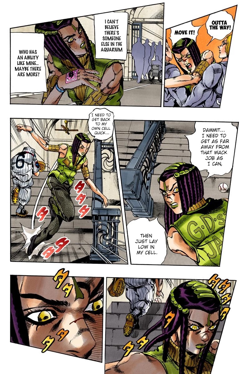 JoJo's Bizarre Adventure Part 6 - Stone Ocean (Official Colored) Chapter 24 page 3 - Chapter 24: Hermès' Sticker Part 4
