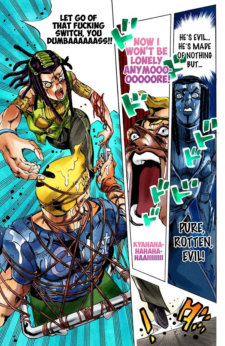 JoJo's Bizarre Adventure Part 6 - Stone Ocean (Official Colored) Chapter 25 page 14 - Chapter 25: Hermès' Sticker Part 5