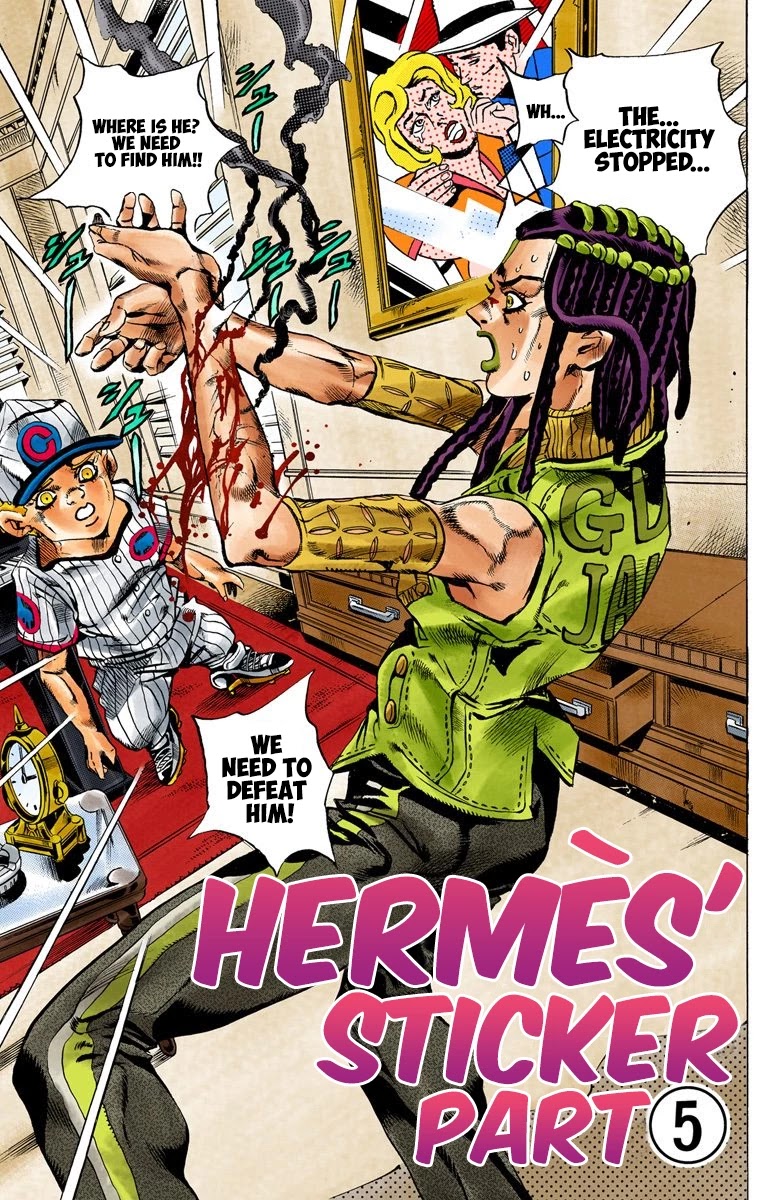 JoJo's Bizarre Adventure Part 6 - Stone Ocean (Official Colored) Chapter 25 page 2 - Chapter 25: Hermès' Sticker Part 5