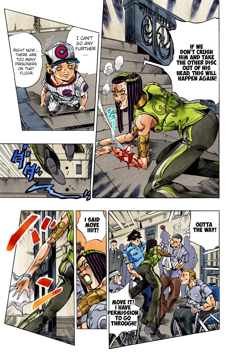 JoJo's Bizarre Adventure Part 6 - Stone Ocean (Official Colored) Chapter 25 page 4 - Chapter 25: Hermès' Sticker Part 5