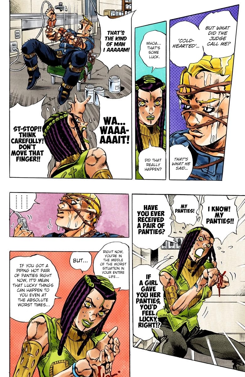 JoJo's Bizarre Adventure Part 6 - Stone Ocean (Official Colored) Chapter 25 page 9 - Chapter 25: Hermès' Sticker Part 5