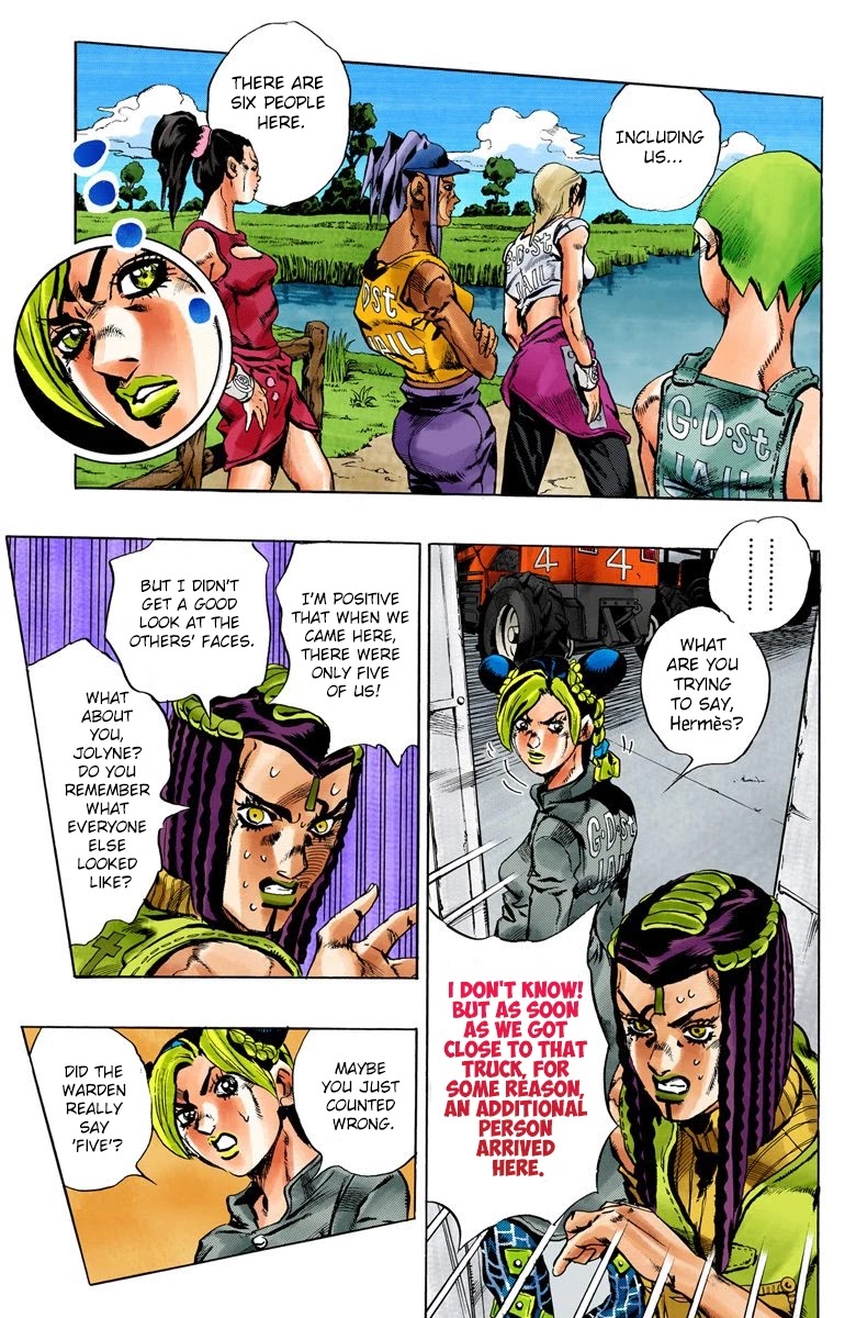 JoJo's Bizarre Adventure Part 6 - Stone Ocean (Official Colored) Chapter 27 page 14 - Chapter 27: There are Six of Us! Part 2
